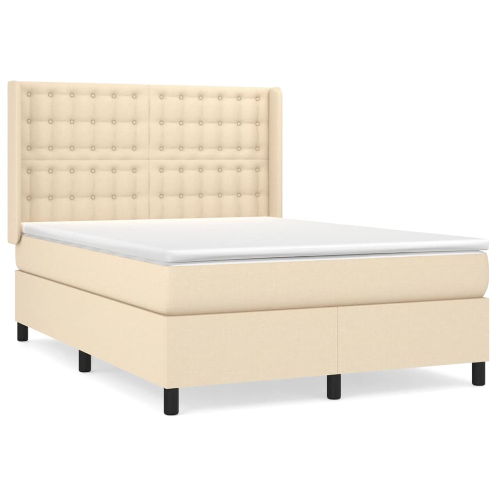 Giroletto a Molle con Materasso Crema 140x19 cm in Tessuto | homemem39