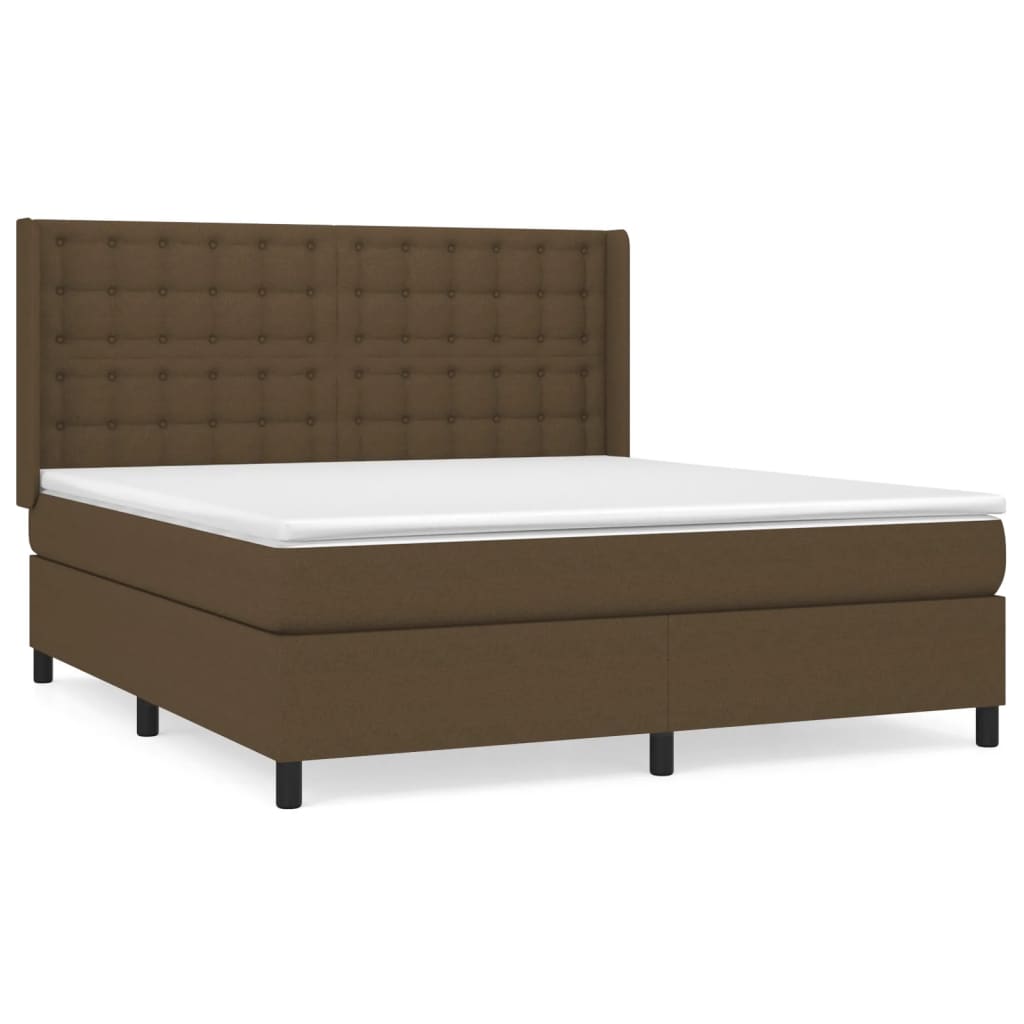 Giroletto a Molle con Materasso Marrone Scuro 160x200cm Tessuto | homemem39