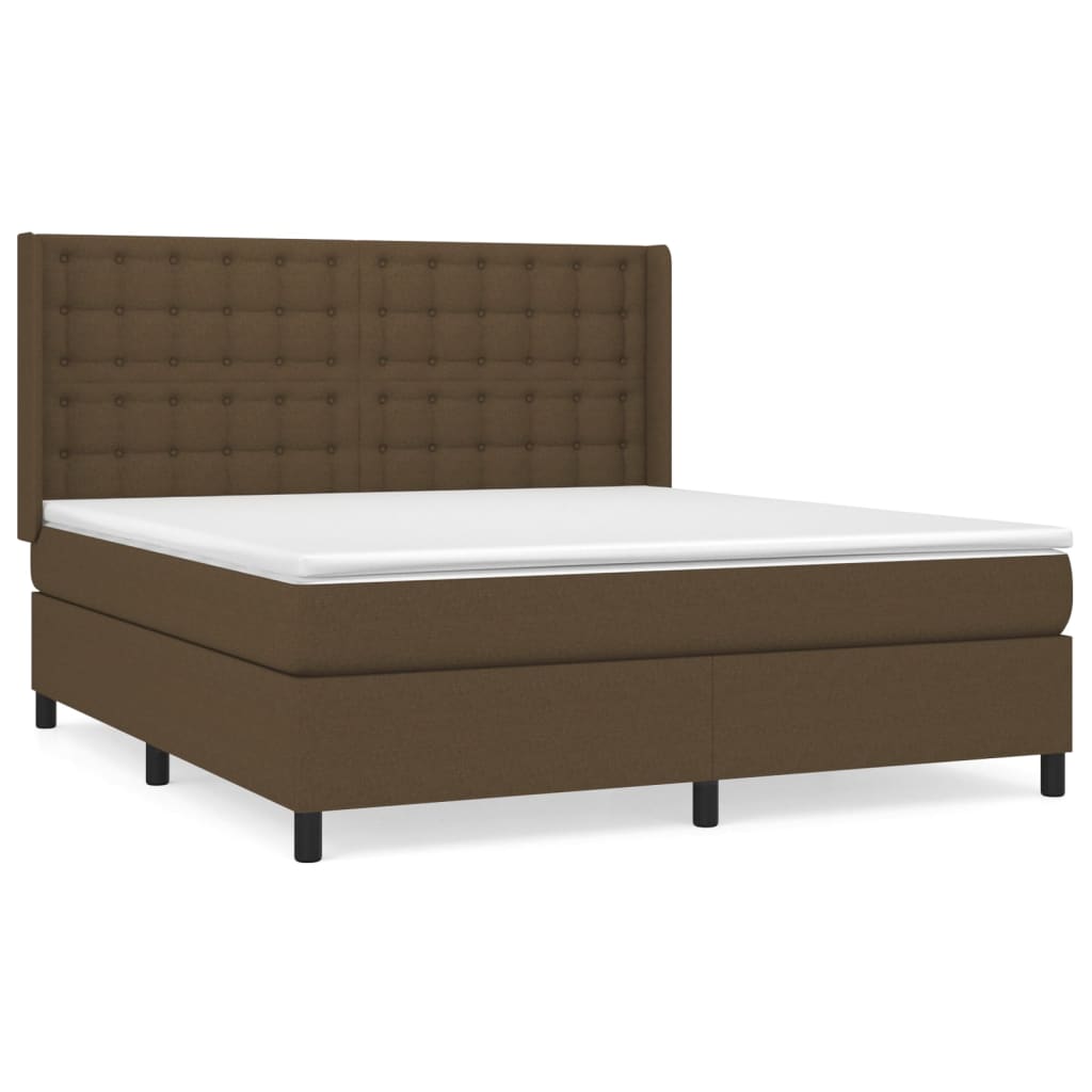 Giroletto a Molle con Materasso Marrone Scuro 180x200cm Tessuto | homemem39