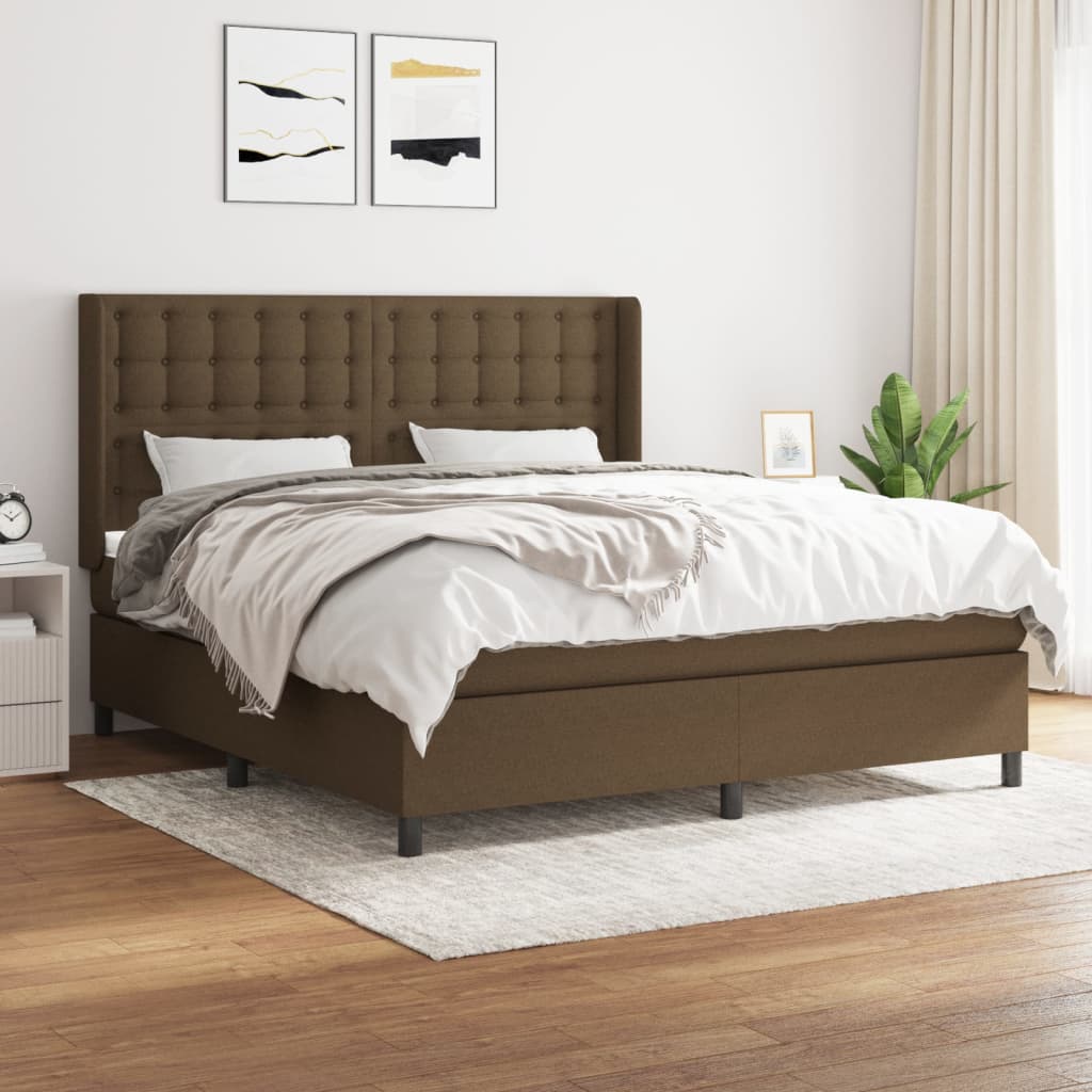 Giroletto a Molle con Materasso Marrone Scuro 180x200cm Tessuto | homemem39