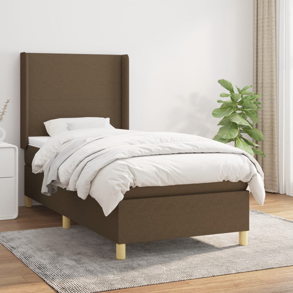 Giroletto a Molle con Materasso Marrone Scuro 80x200 cm Tessuto | homemem39