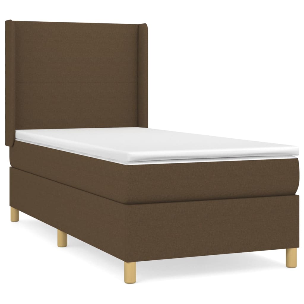 Giroletto a Molle con Materasso Marrone Scuro 100x200cm Tessuto | homemem39