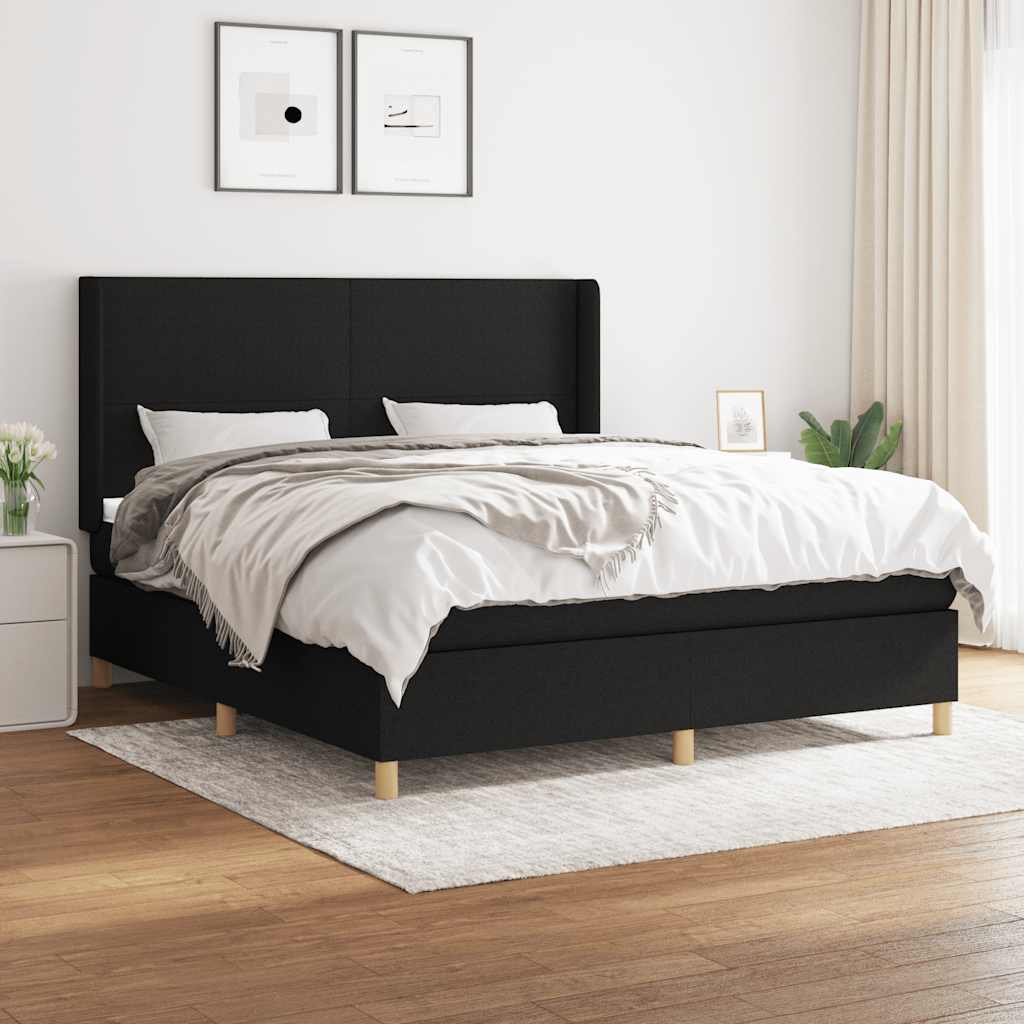 Giroletto a Molle con Materasso Nero 160x200 cm in Tessuto | homemem39