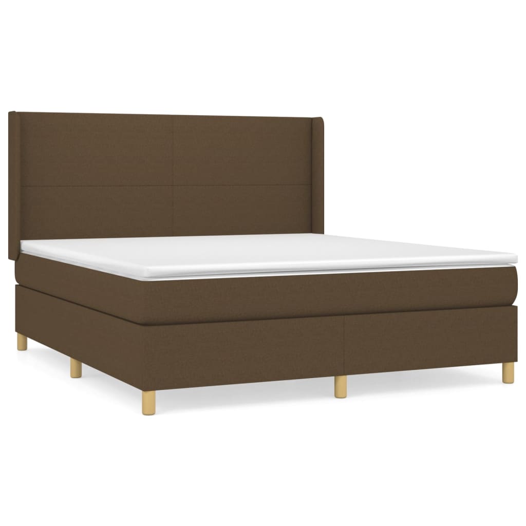 Giroletto a Molle con Materasso Marrone Scuro 160x200cm Tessuto | homemem39