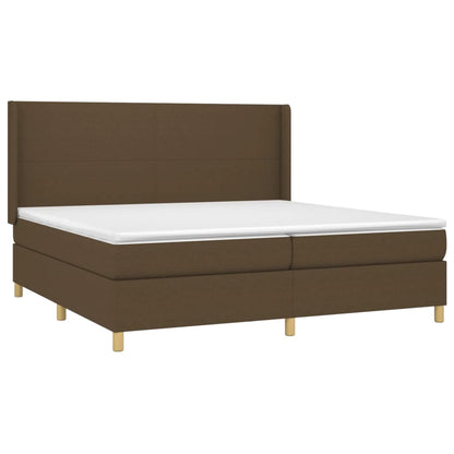 Giroletto a Molle con Materasso Marrone Scuro 200x200cm Tessuto | homemem39