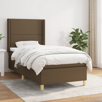 Giroletto a Molle con Materasso Marrone Scuro 90x190cm Tessuto | homemem39