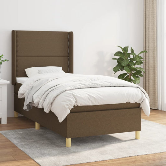 Giroletto a Molle con Materasso Marrone Scuro 90x190cm Tessuto | homemem39