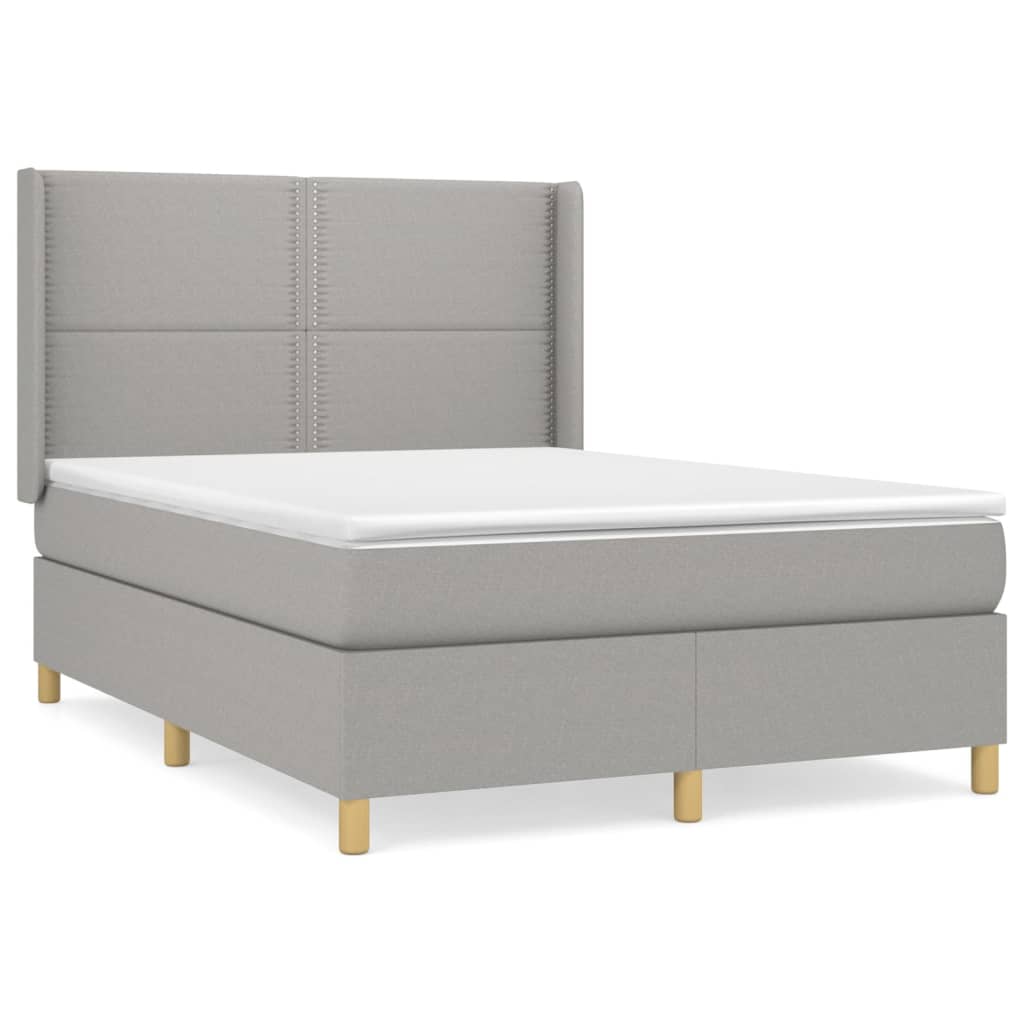 Giroletto a Molle con Materasso Grigio Chiaro 140x190cm Tessuto | homemem39