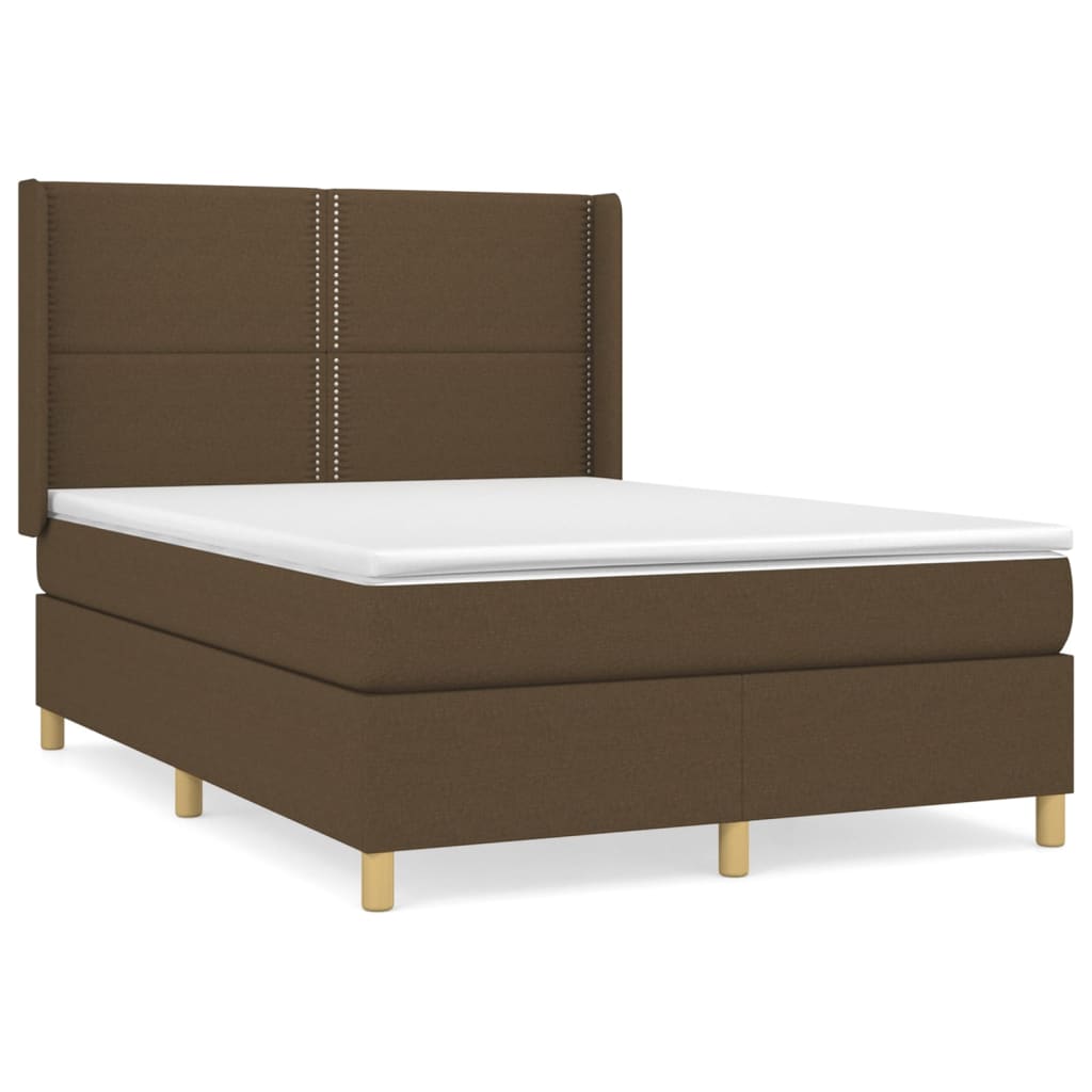 Giroletto a Molle con Materasso Marrone Scuro 140x200cm Tessuto | homemem39