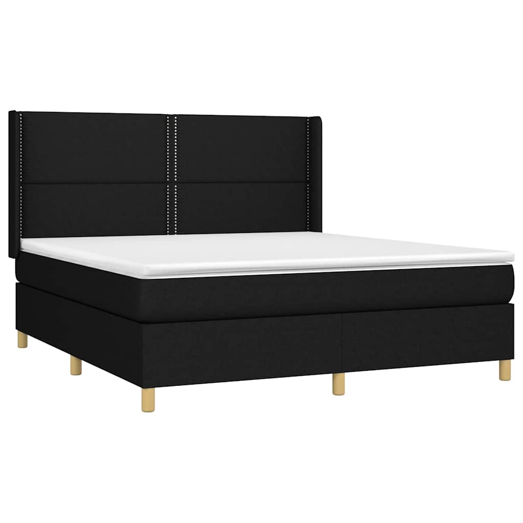 Giroletto a Molle con Materasso Nero 160x200 cm in Tessuto | homemem39