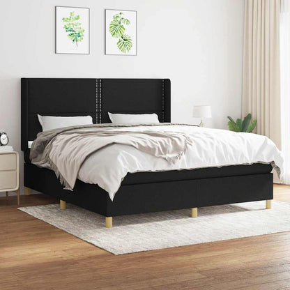 Giroletto a Molle con Materasso Nero 160x200 cm in Tessuto | homemem39