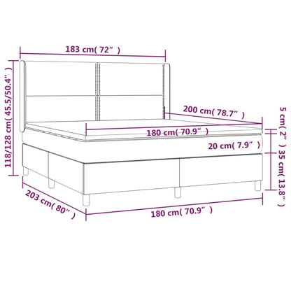 Giroletto a Molle con Materasso Marrone Scuro 180x200cm Tessuto | homemem39
