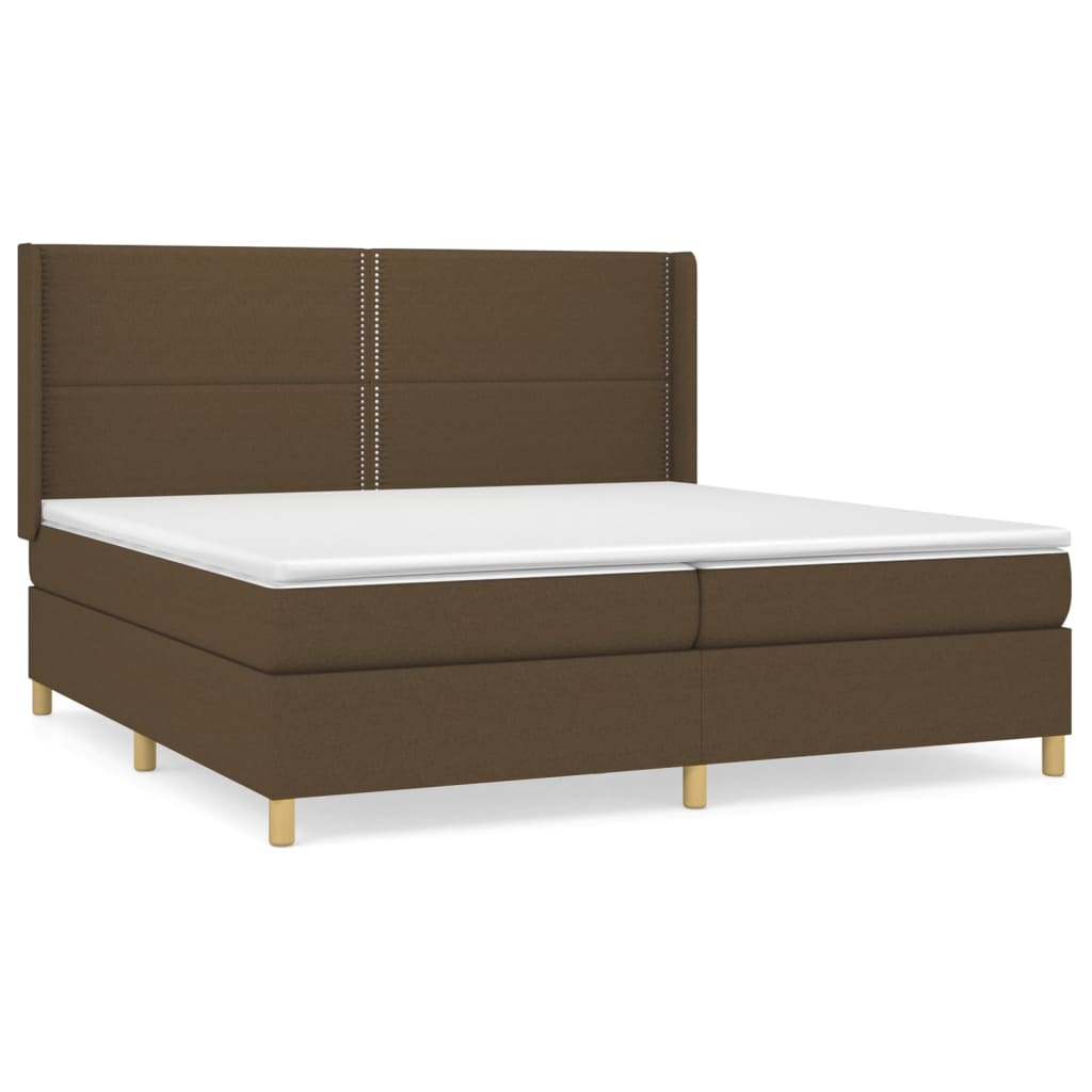 Giroletto a Molle con Materasso Marrone Scuro 200x200cm Tessuto | homemem39