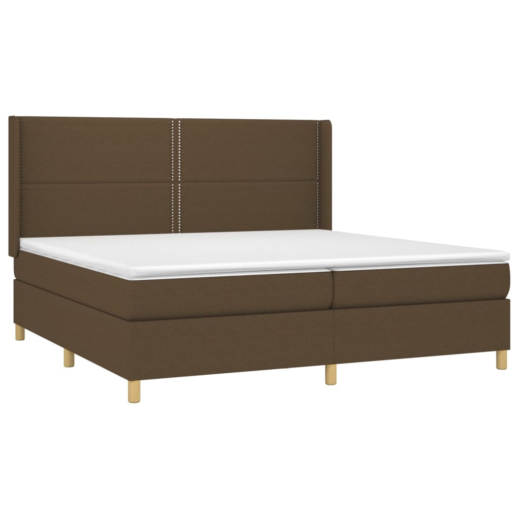 Giroletto a Molle con Materasso Marrone Scuro 200x200cm Tessuto | homemem39