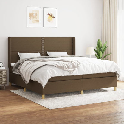 Giroletto a Molle con Materasso Marrone Scuro 200x200cm Tessuto | homemem39