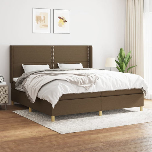 Giroletto a Molle con Materasso Marrone Scuro 200x200cm Tessuto | homemem39