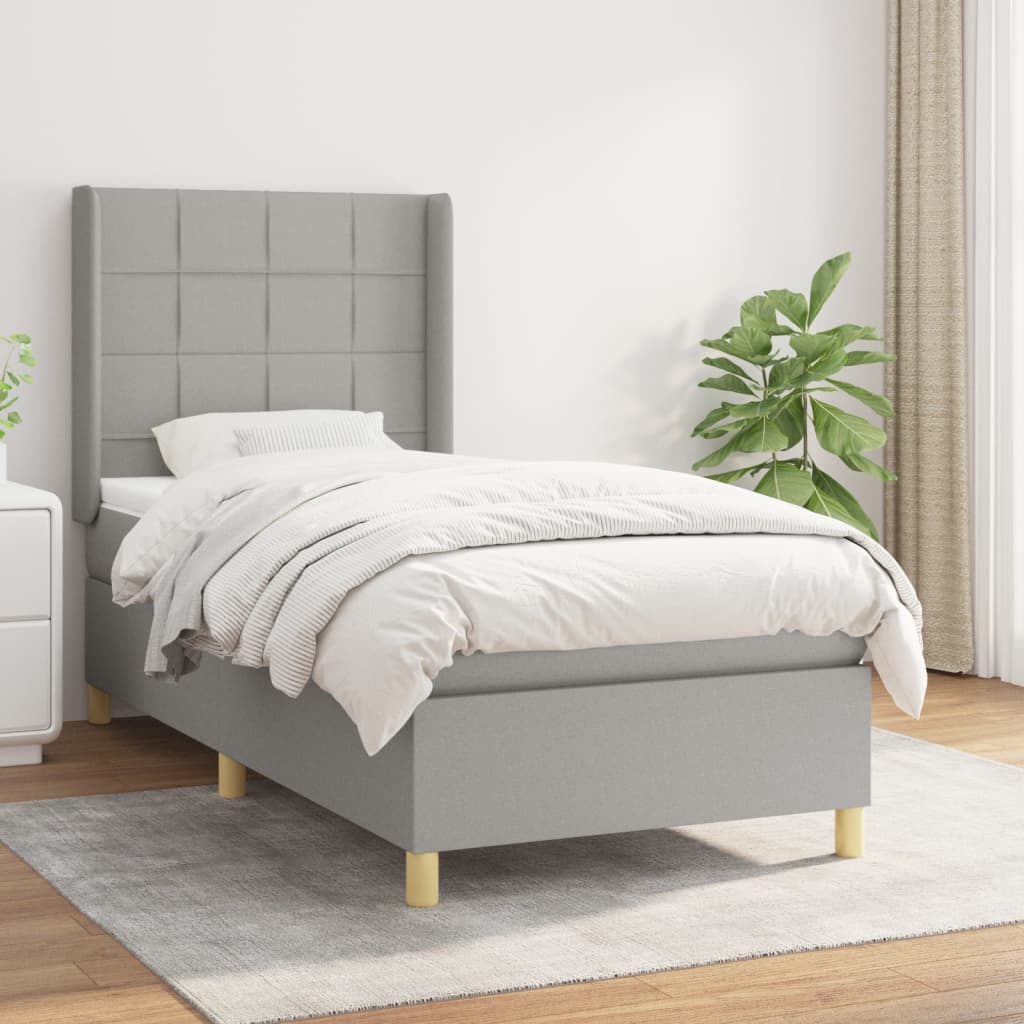 Giroletto a Molle con Materasso Grigio Chiaro 90x200 cm Tessuto | homemem39