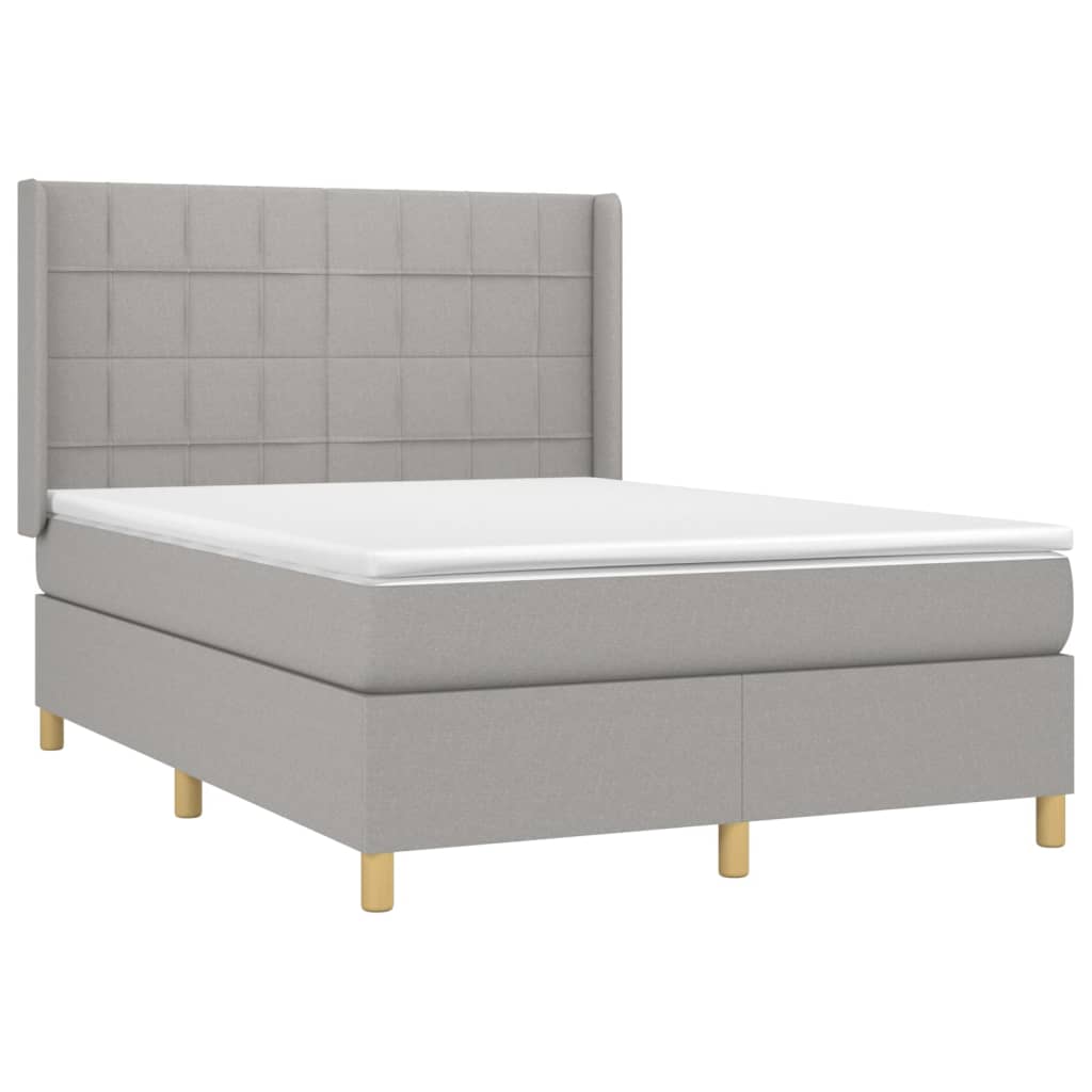 Giroletto a Molle con Materasso Grigio Chiaro 140x190cm Tessuto | homemem39