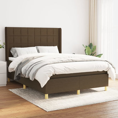 Giroletto a Molle con Materasso Marrone Scuro 140x190cm Tessuto | homemem39