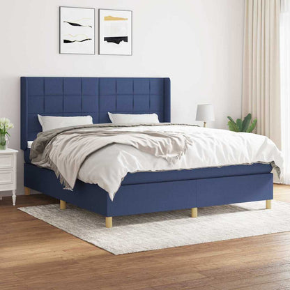 Giroletto a Molle con Materasso Blu 160x200 cm in Tessuto