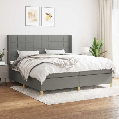 Giroletto a Molle con Materasso Grigio Scuro 200x200 cm Tessuto