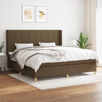 Giroletto a Molle con Materasso Marrone Scuro 200x200cm Tessuto | homemem39
