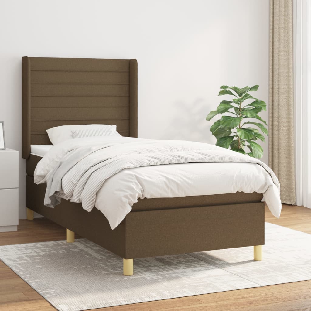 Giroletto a Molle con Materasso Marrone Scuro 80x200 cm Tessuto | homemem39