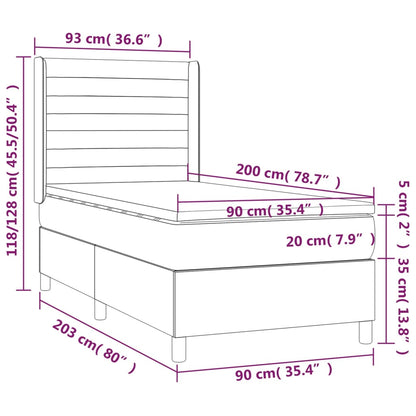 Giroletto a Molle con Materasso Marrone Scuro 90x200 cm Tessuto | homemem39