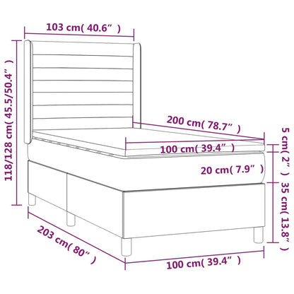 Giroletto a Molle con Materasso Marrone Scuro 100x200cm Tessuto | homemem39