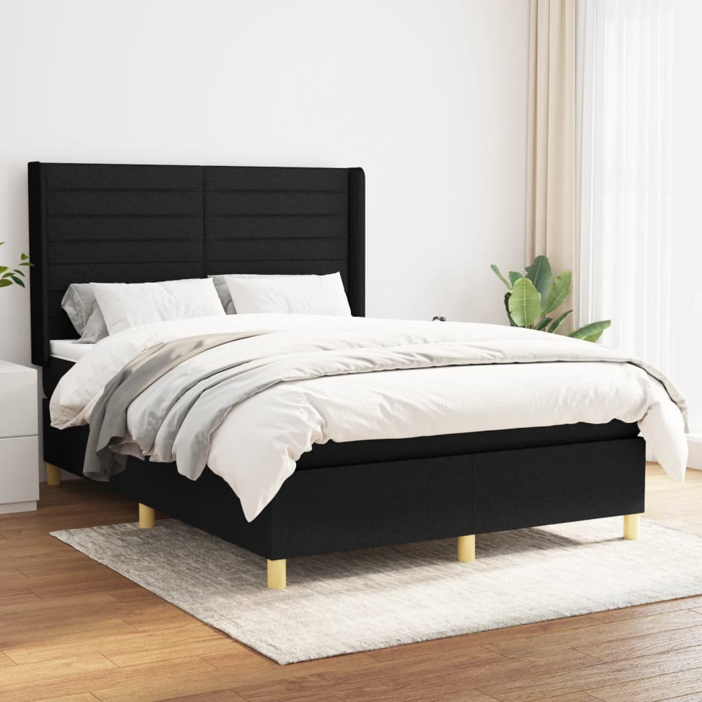 Giroletto a Molle con Materasso Nero 140x190 cm in Tessuto | homemem39