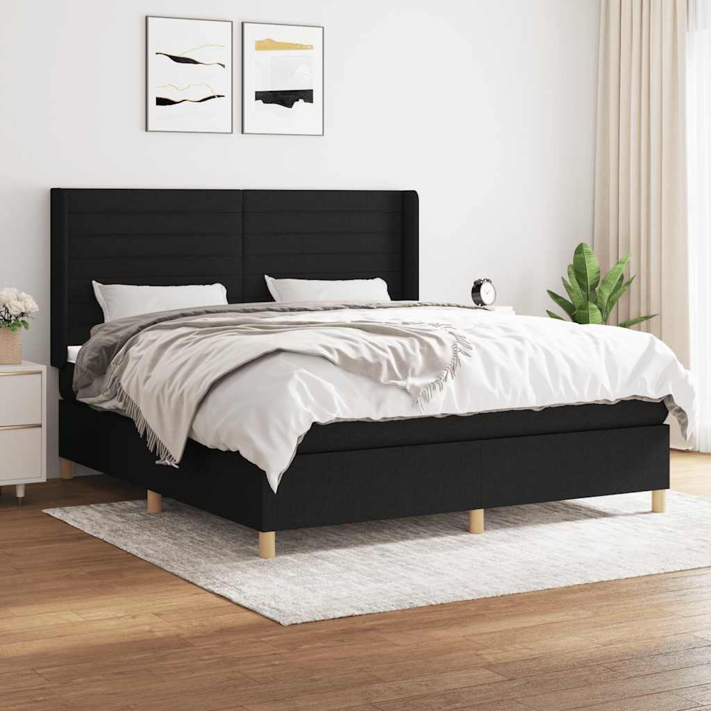 Giroletto a Molle con Materasso Nero 160x200 cm in Tessuto | homemem39