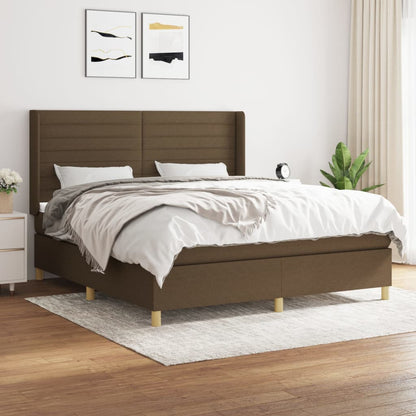 Giroletto a Molle con Materasso Marrone Scuro 180x200cm Tessuto | homemem39