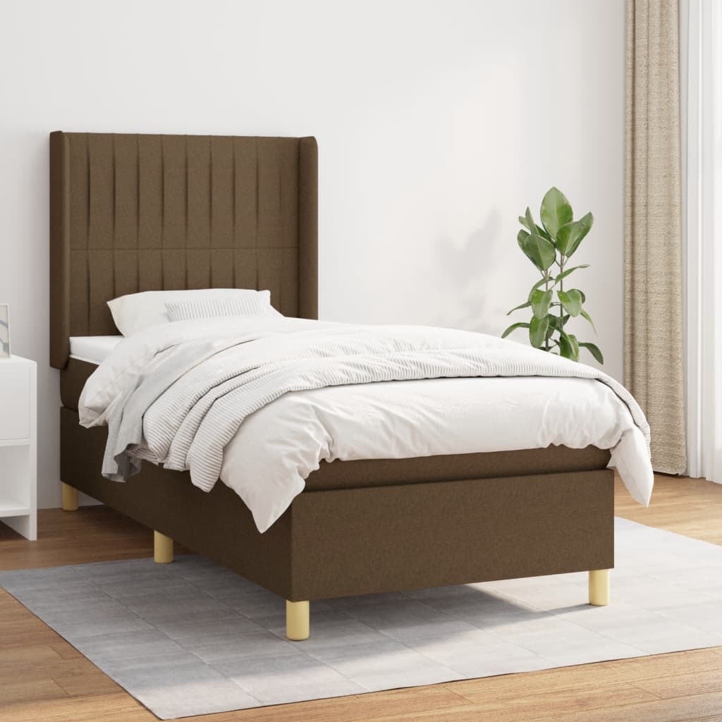 Giroletto a Molle con Materasso Marrone Scuro 80x200 cm Tessuto | homemem39