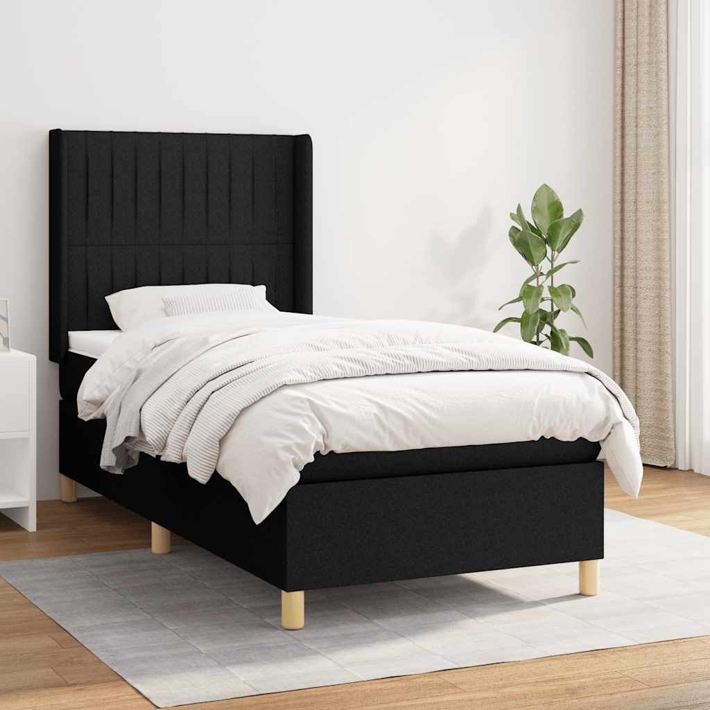 Giroletto a Molle con Materasso Nero 90x190 cm in Tessuto | homemem39