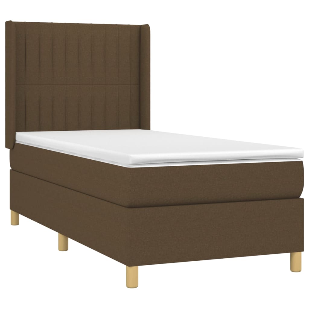 Giroletto a Molle con Materasso Marrone Scuro 90x190cm Tessuto | homemem39