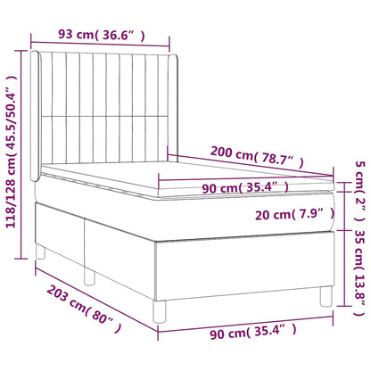 Giroletto a Molle con Materasso Nero 90x200 cm in Tessuto | homemem39