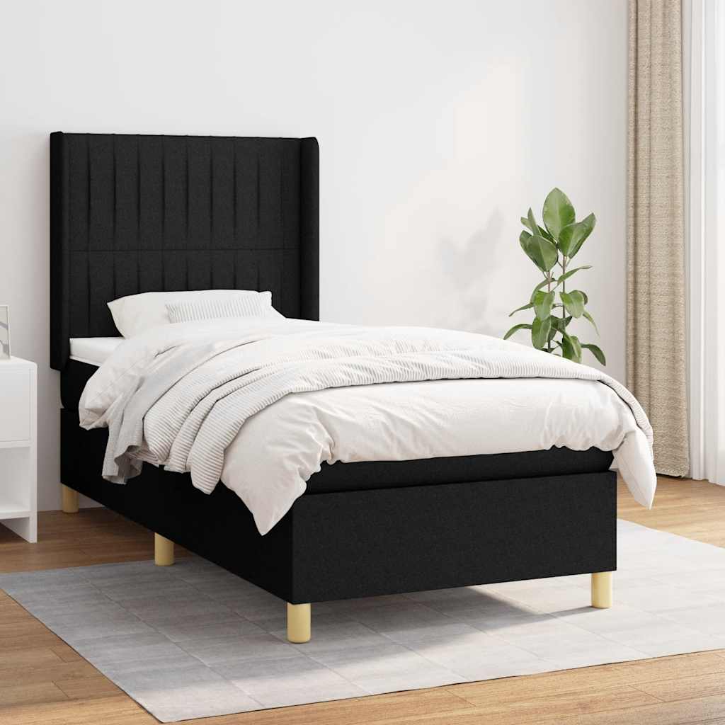 Giroletto a Molle con Materasso Nero 90x200 cm in Tessuto | homemem39