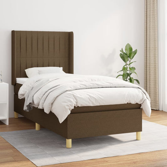 Giroletto a Molle con Materasso Marrone Scuro 90x200 cm Tessuto | homemem39