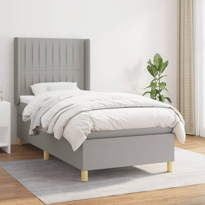Giroletto a Molle con Materasso Grigio Chiaro100x200 cm Tessuto | homemem39