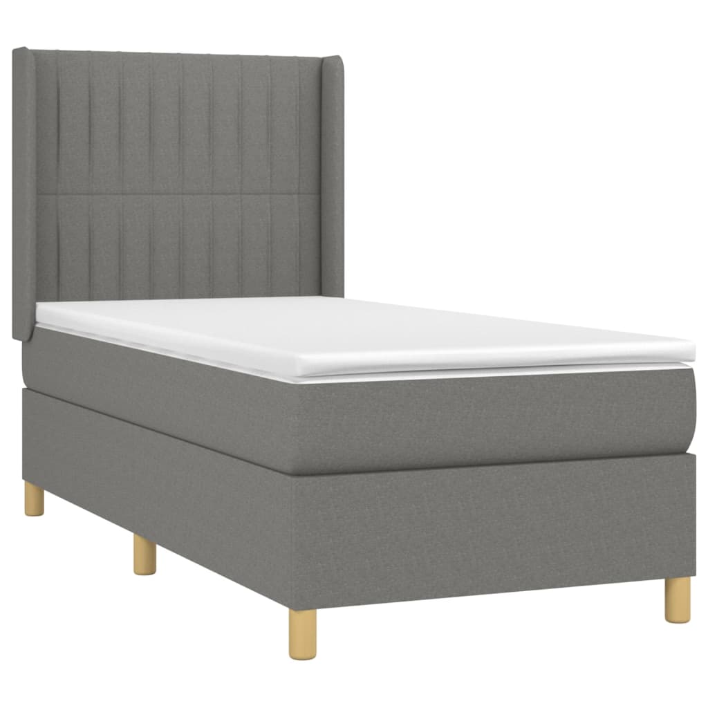 Giroletto a Molle con Materasso Grigio Scuro 100x200 cm Tessuto | homemem39