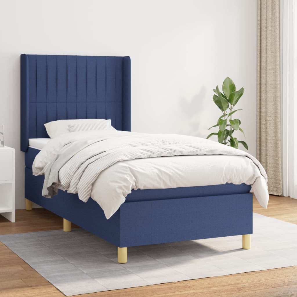 Giroletto a Molle con Materasso Blu 100x200 cm in Tessuto | homemem39