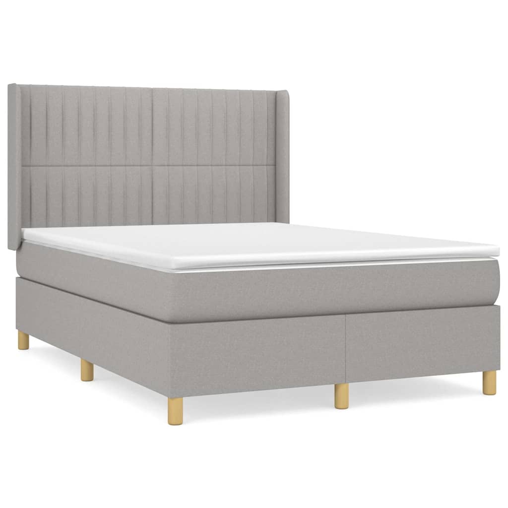Giroletto a Molle con Materasso Grigio Chiaro 140x200cm Tessuto