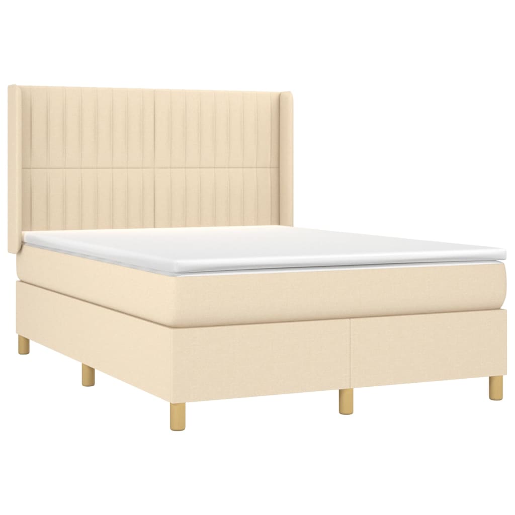 Giroletto a Molle con Materasso Crema 140x200 cm in Tessuto | homemem39