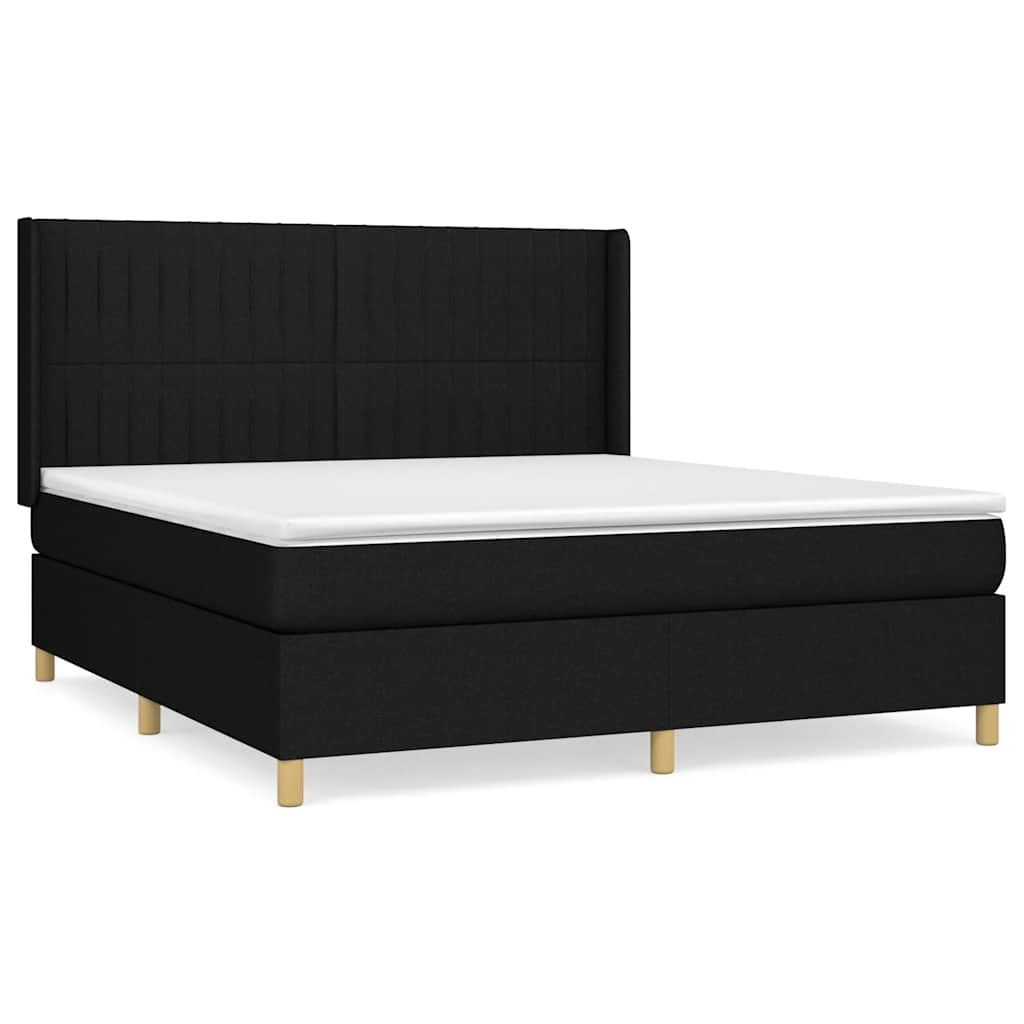 Giroletto a Molle con Materasso Nero 160x200 cm in Tessuto | homemem39