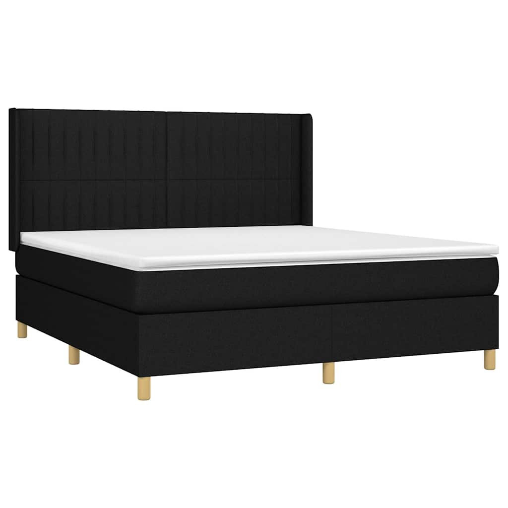 Giroletto a Molle con Materasso Nero 160x200 cm in Tessuto | homemem39