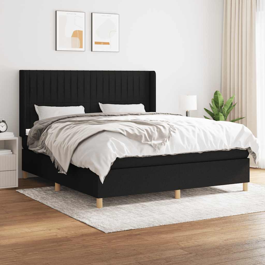 Giroletto a Molle con Materasso Nero 160x200 cm in Tessuto | homemem39