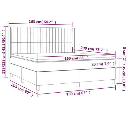 Giroletto a Molle con Materasso Tortora 160x200 cm in Tessuto | homemem39