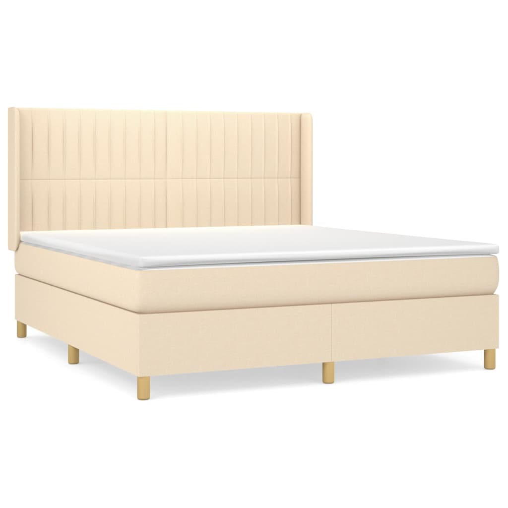 Giroletto a Molle con Materasso Crema 160x200 cm in Tessuto | homemem39