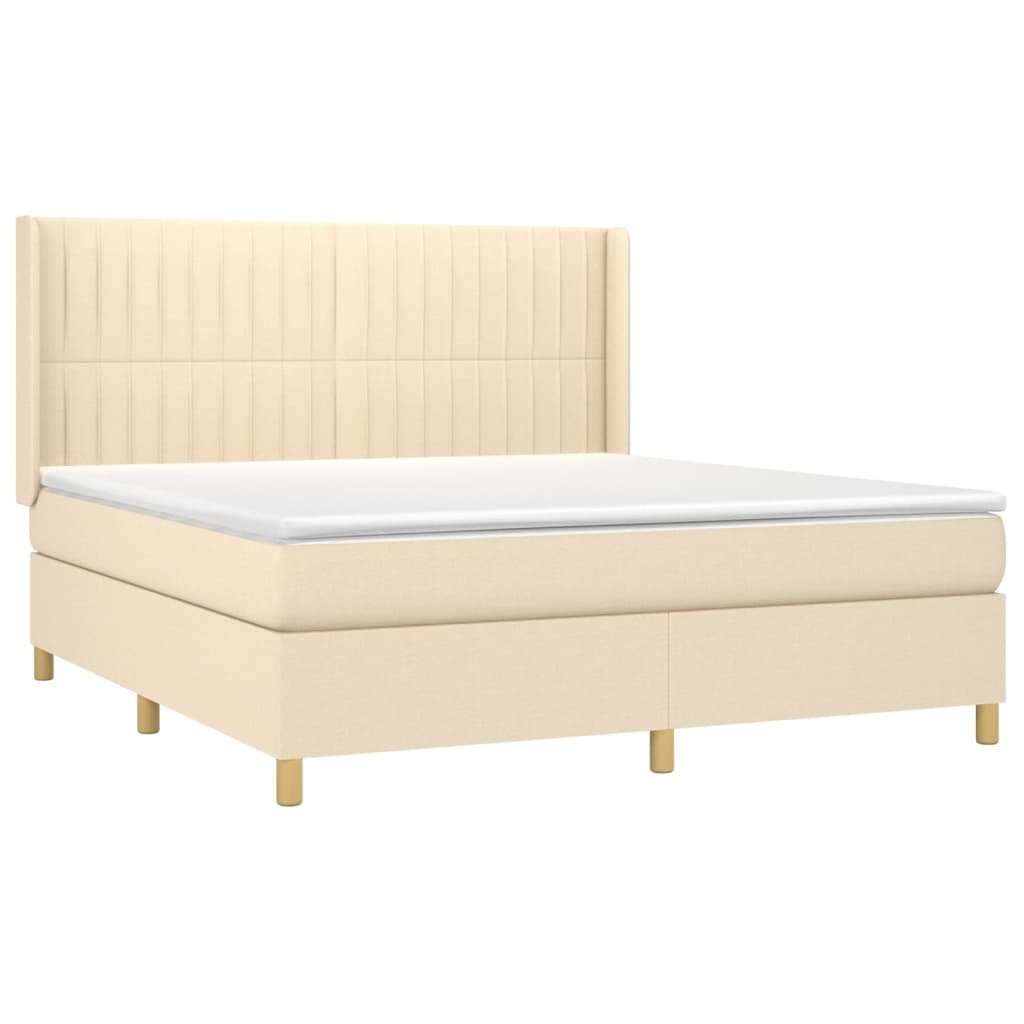 Giroletto a Molle con Materasso Crema 160x200 cm in Tessuto | homemem39