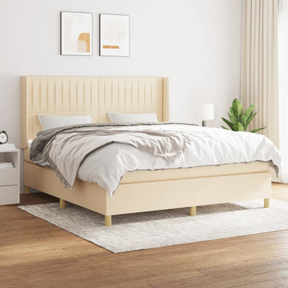 Giroletto a Molle con Materasso Crema 160x200 cm in Tessuto | homemem39